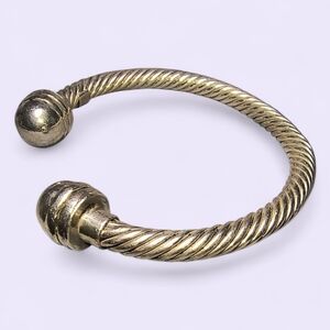 Heavy Mexico Sterling Silver Twisted Rope Bracelet With Ball End Caps 48 Grams